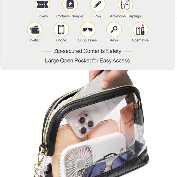 Stadium-Approved Clear Purse with Adjustable Strap for Women – Chic & Practical - Picture 3 of 9